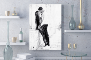 Двое наедине с любовью (уголь, мел)