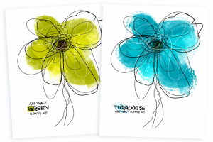 Green and Turquoise Abstract flower art
