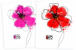 Pink and Red Abstract flower art