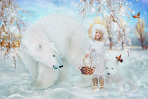 Зимний детский коллаж с мишками