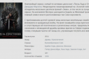 Описание сериала "Игра престолов"