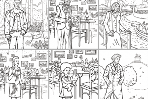 Персонажи в стиле лайн арт (line art)