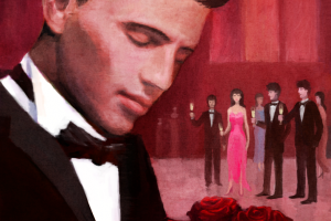 Книжная обложка с влюбленным мужчиной для романа-триллера