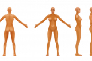 Обнаженная девушка в трех проекциях