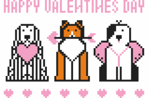 Happy Valentine's day with three dogs vector.