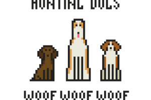 Hunting dogs pixel vector illustration.