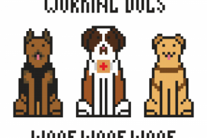 Working dogs pixel vector illustration.