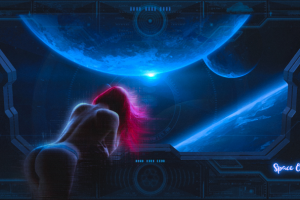 Девушка на космическом корабле