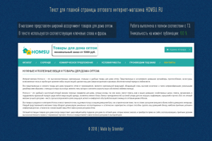 Текст главной страницы интернет-магазина HOMSU.RU