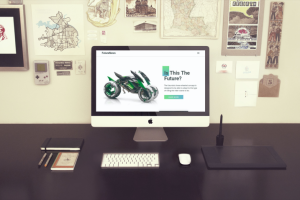 Landing Page уникальный дизайн концепт кавасаки будущего