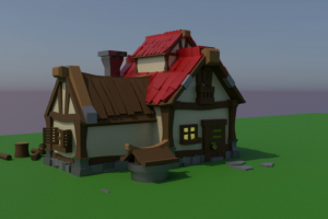 Игровой домик в Maya (без текстурирования)