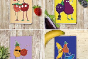 Открытки с веселыми фруктами)