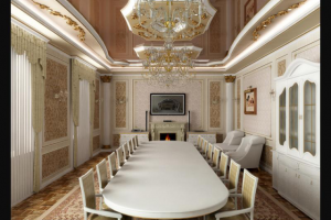 Интерьер гостиной-столовой в классическом стиле