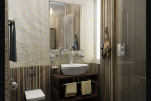 Визуализация санузла спальни частного жилого дома. Сеул