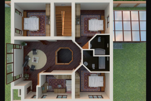 Визуализация плана 2-го этажа частного жилого дома