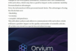 Orvium Project Overview