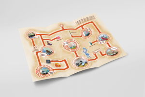 Красочный буклет с игрой в середине для больницы Гамма+