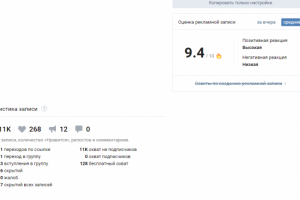 Реакция аудитории на креатив - 9.4 из 10