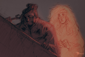 карандашный скетч, обработанный в графическом редакторе