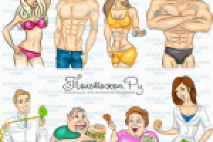 разработка серии персонажей для сайта о похудении