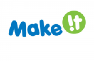 Логотип бренда товаров для детского творчества Make it!