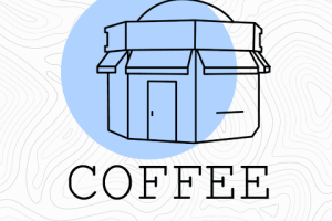 Макет логотипа кофейни формата с собой