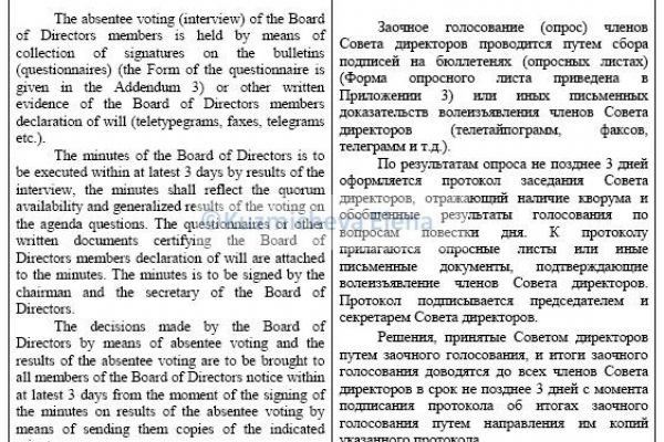 Выдержка документа о заочном голосовании