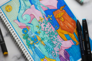 Разработка иллюстрации с дудл леттерингом