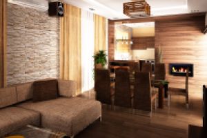 Дизайн проект Таун-хауса. Гостиная-Кухня