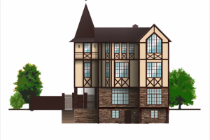 Эскиз фасада частного дома в "Немецком" стиле