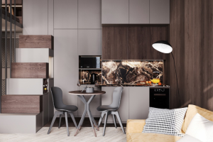 Темный интерьер с темными оттенками