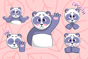 Иллюстрации в векторной графике стикеров для социальных сетей