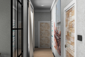 Интерьер коридора в экодоме