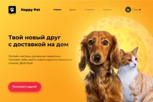 Дизайн главной страницы интернет-магазина домашних животных