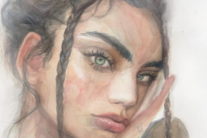 Портрет девушки акварелью