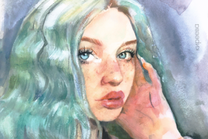 Девушка с голубыми волосами