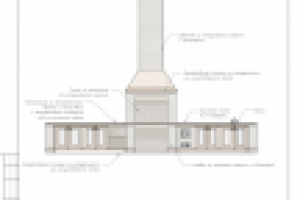 Проект всесезонной беседки -  эскиз печного комплекса