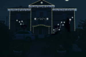 Праздничное освещение фасада коттеджа - д. Подчёрково. Эскиз - 3