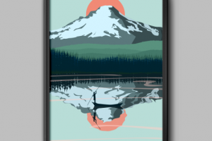 Vector poster. Landscape of mountains.