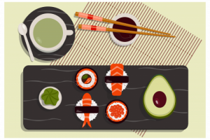 sushi roll and say sause