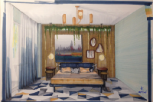 скетч дизайна интерьера спальни