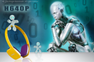 Баннер. Тема: наушники и роботы.