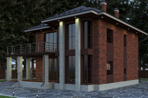 Визуализация коттеджа из кирпича