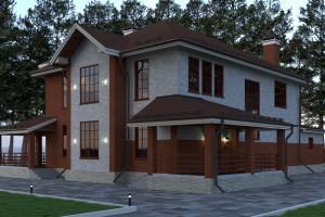 Визуализация коттеджа из кирпича