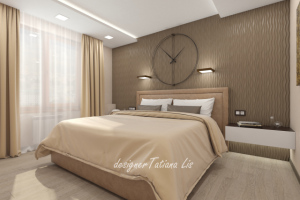 Спальня в современном стиле в теплых тонах