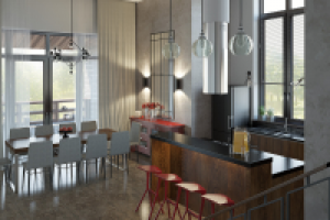 кухня-столовая в частном коттедже, г.Москва