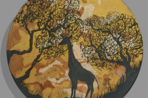 Декоративная тарелка "Жираф и Африка"