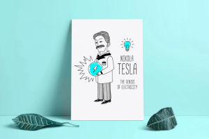 Комиксные иллюстрации Эйнштейна и Теслы