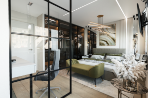 Спальня в трёхкомнатной квартире в Ярославле