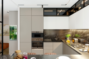 Кухня-гостиная в трёхкомнатной квартире в Ярославле